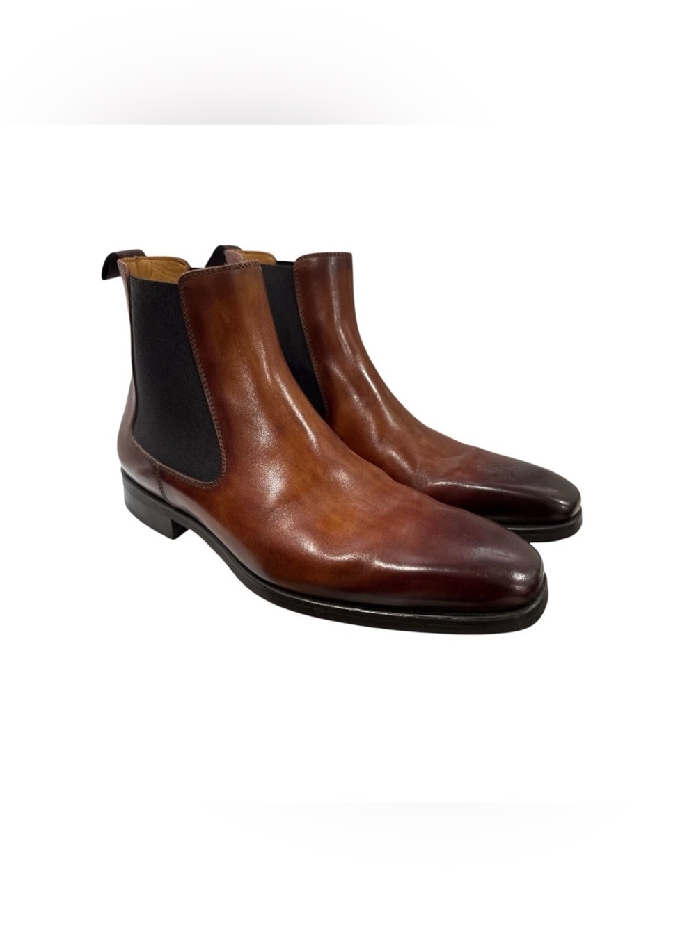Magnanni DiVersa Men's Leather Chelsea Boots Brown Slip-On Made In Spain Size 7M
